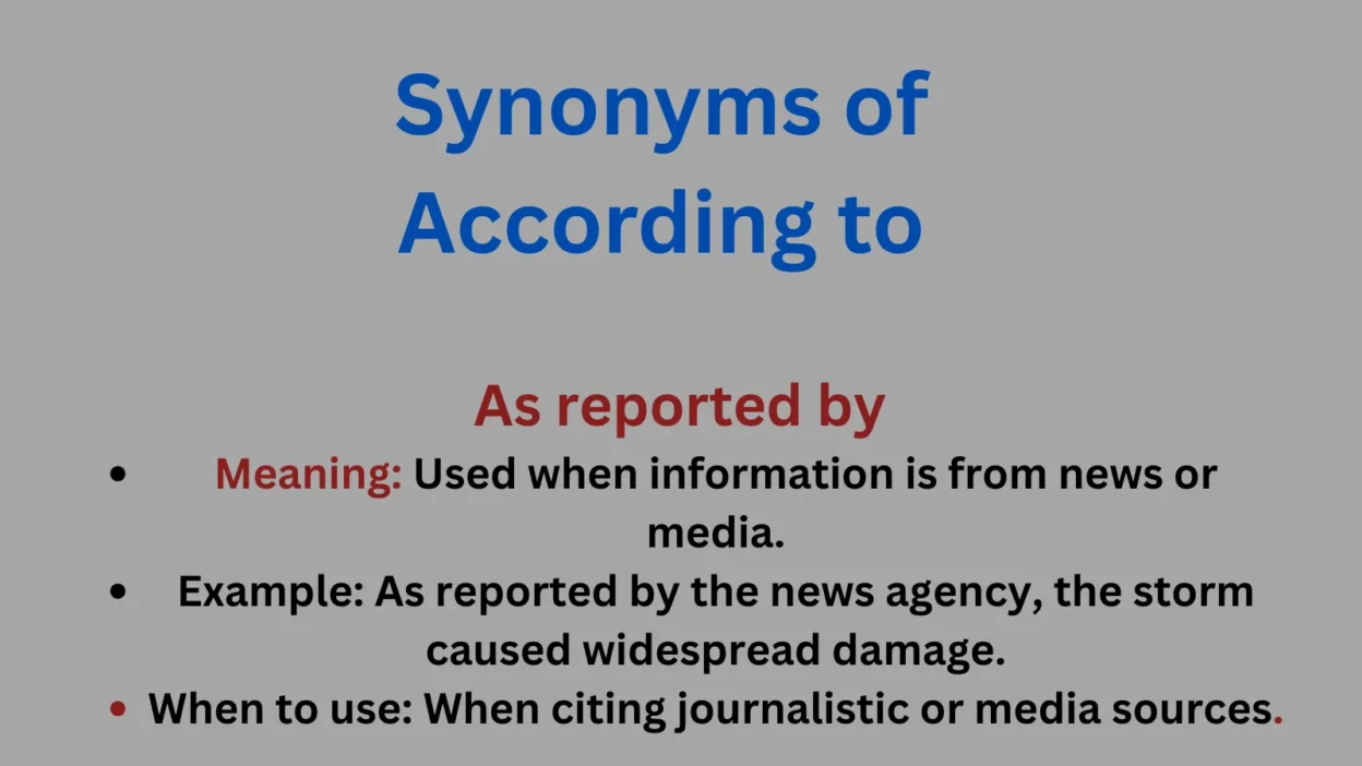 Synonyms of According to