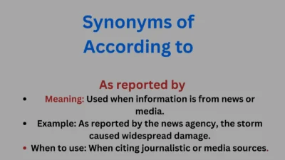 Synonyms of According to